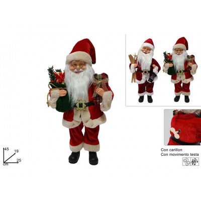 BABBO NATALE TRADIZIONALE H45CM C/CARILLON