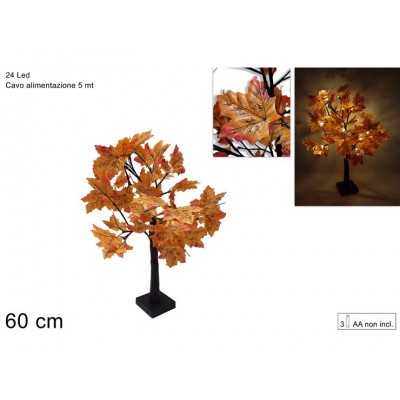 ALBERO C/FOGLIE AUTUNNO H60CM C/24 MICROLED